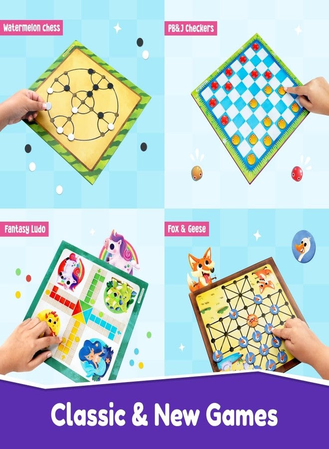 Bloomingo Board and Card Game - Game On! 20 in 1 Board Game - Ludo, Chess, Checkers and More - Educational Learning Toys for Fine Motor Skills and Cognitive Development - Birthday Gift for Kids - Image 5